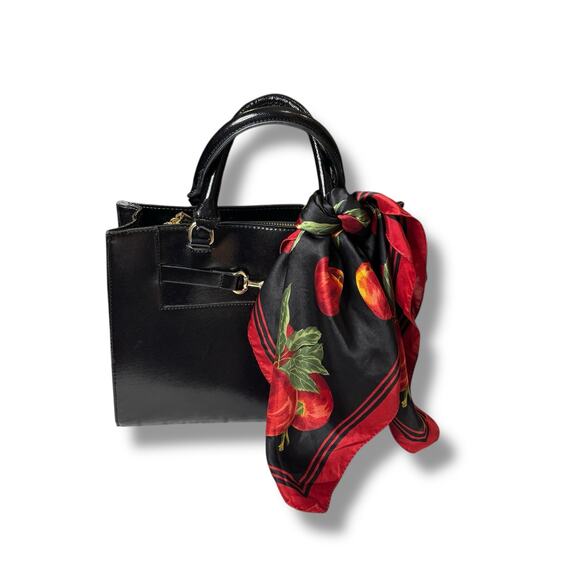 Talbots Black and Red Silk 21" Square Scarf - Picture 1 of 4